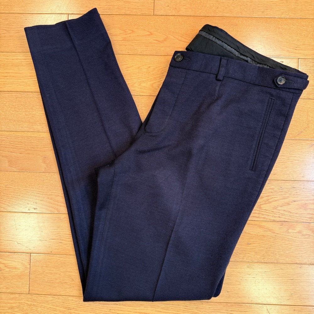 Burberry Prorsum‎ Mens Navy Blue Wool Tailored Slim Fit Dress Pants Size 54 IT